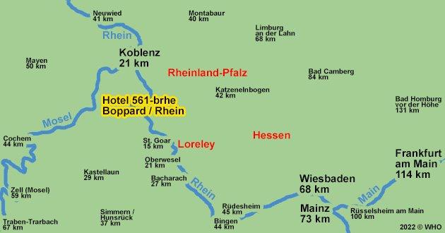 Urlaub am Mittelrhein, Kurzurlaub direkt am Rheinufer in Boppard am Rhein im Tal der Loreley