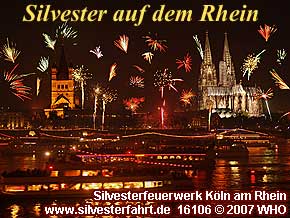 Silvesterfeuerwerk Silvester K�ln am Rhein Silvesterparty auf dem Schiff