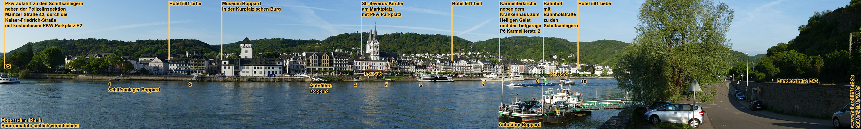 Urlaub am Mittelrhein, Kurzurlaub direkt am Rheinufer in Boppard am Rhein im Tal der Loreley