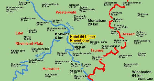 Urlaub auf der Rheinhöhe bei Lahnstein und Koblenz am Rhein. 