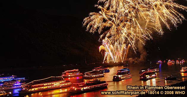 Rhein in Flammen bei Oberwesel Schifffahrplan Schiffskarten September 2025 2026
